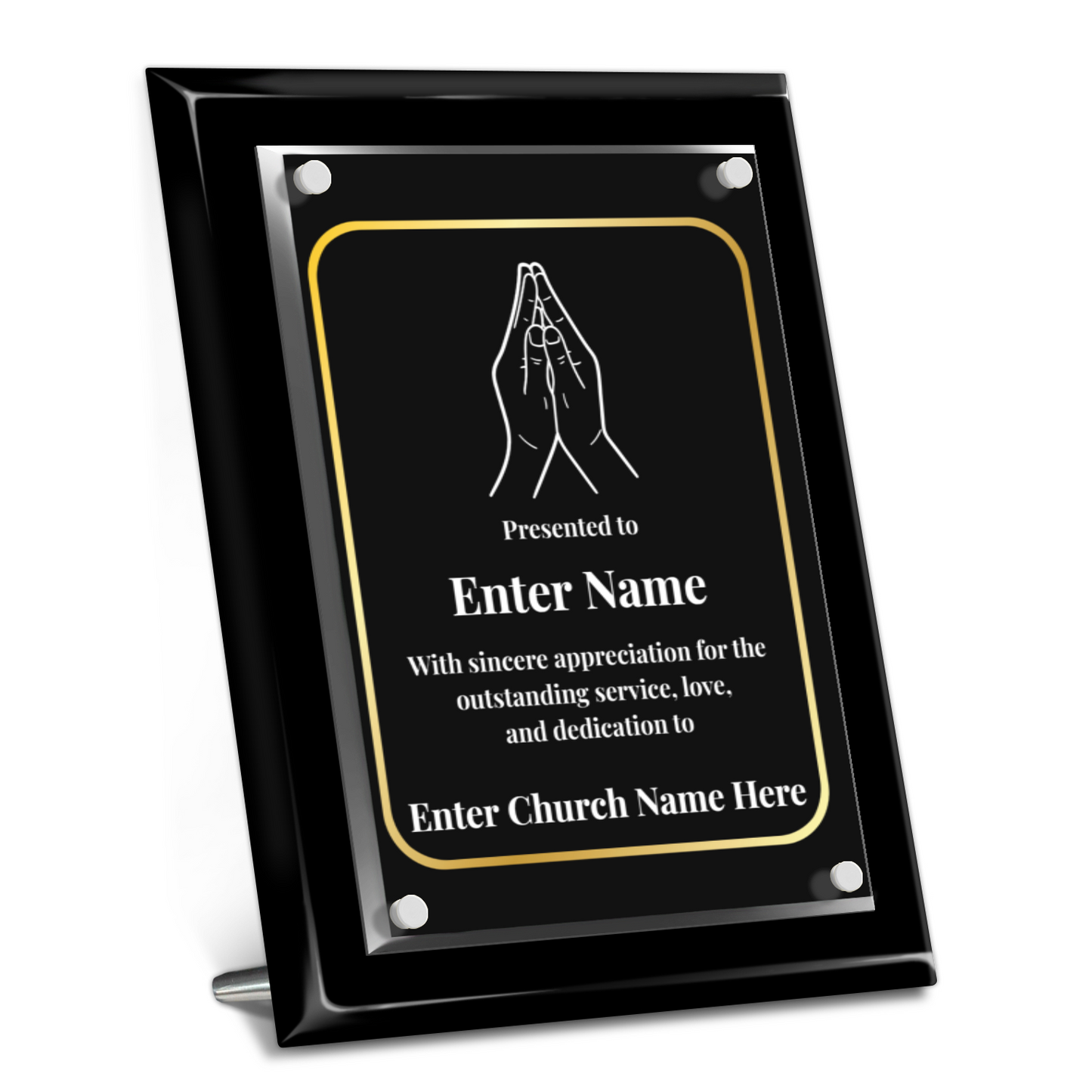 Praying Hands 9" x 12" High Gloss Piano Finish Photo Plaque