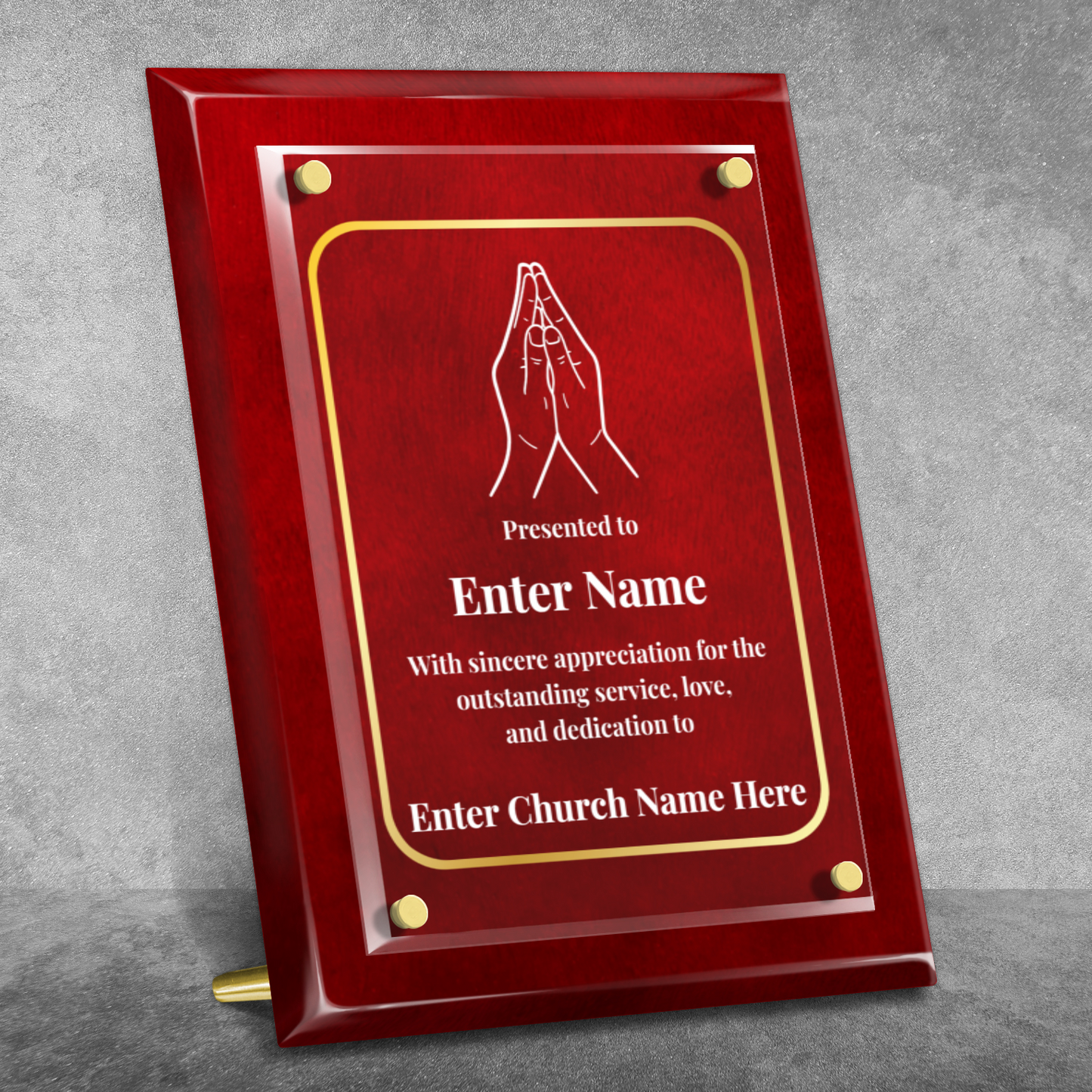 Praying Hands 9" x 12" High Gloss Piano Finish Photo Plaque