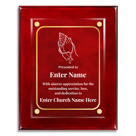 Praying Hands With Beads  8" x 10" High Gloss Piano Finish Photo Plaque