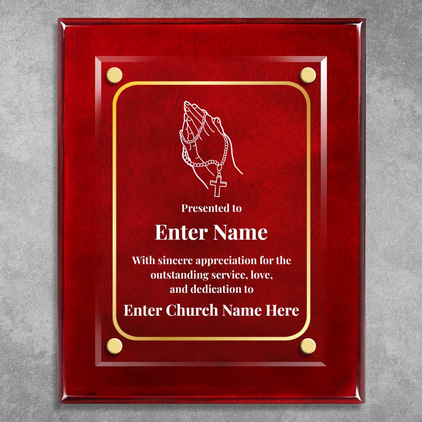 Praying Hands With Beads  8" x 10" High Gloss Piano Finish Photo Plaque