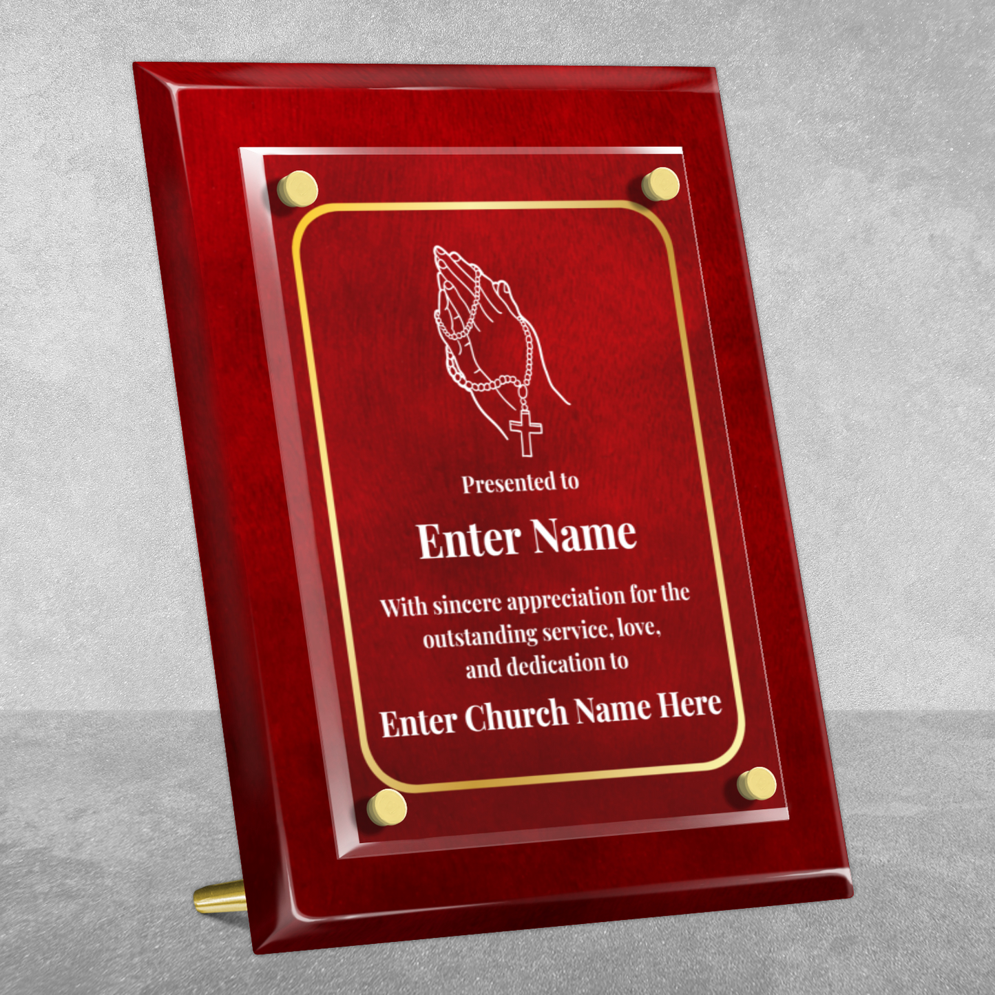 Praying Hands With Beads  8" x 10" High Gloss Piano Finish Photo Plaque