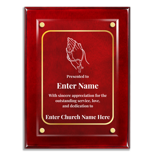 Praying Hands With Beads 9" x 12" High Gloss Piano Finish Photo Plaque