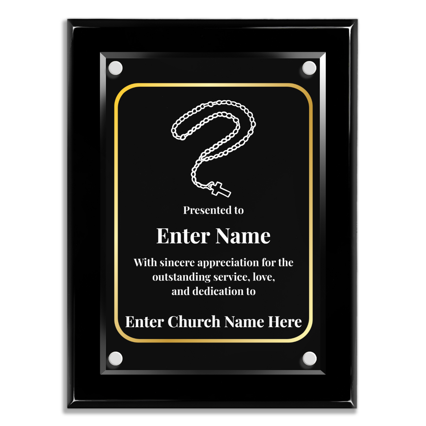 Rosary Beads 9" x 12" High Gloss Piano Finish Photo Plaque