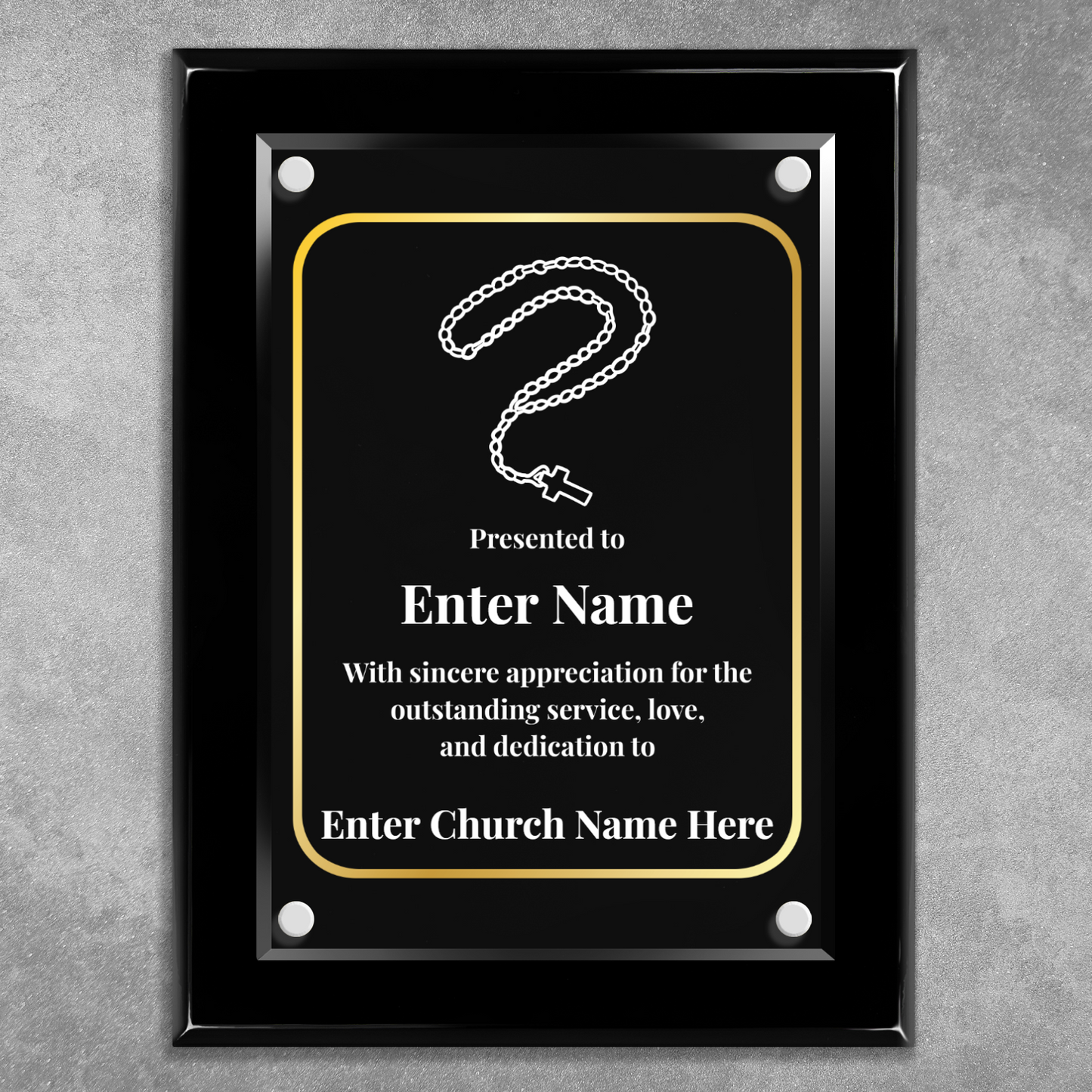 Rosary Beads 9" x 12" High Gloss Piano Finish Photo Plaque