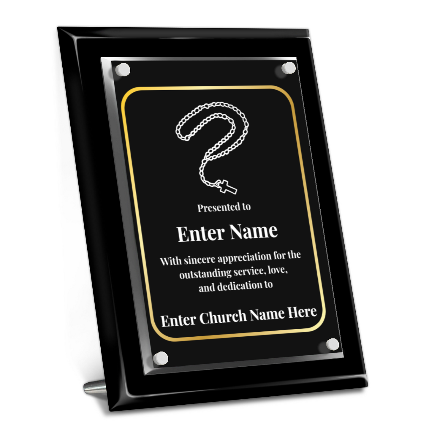 Rosary Beads 9" x 12" High Gloss Piano Finish Photo Plaque