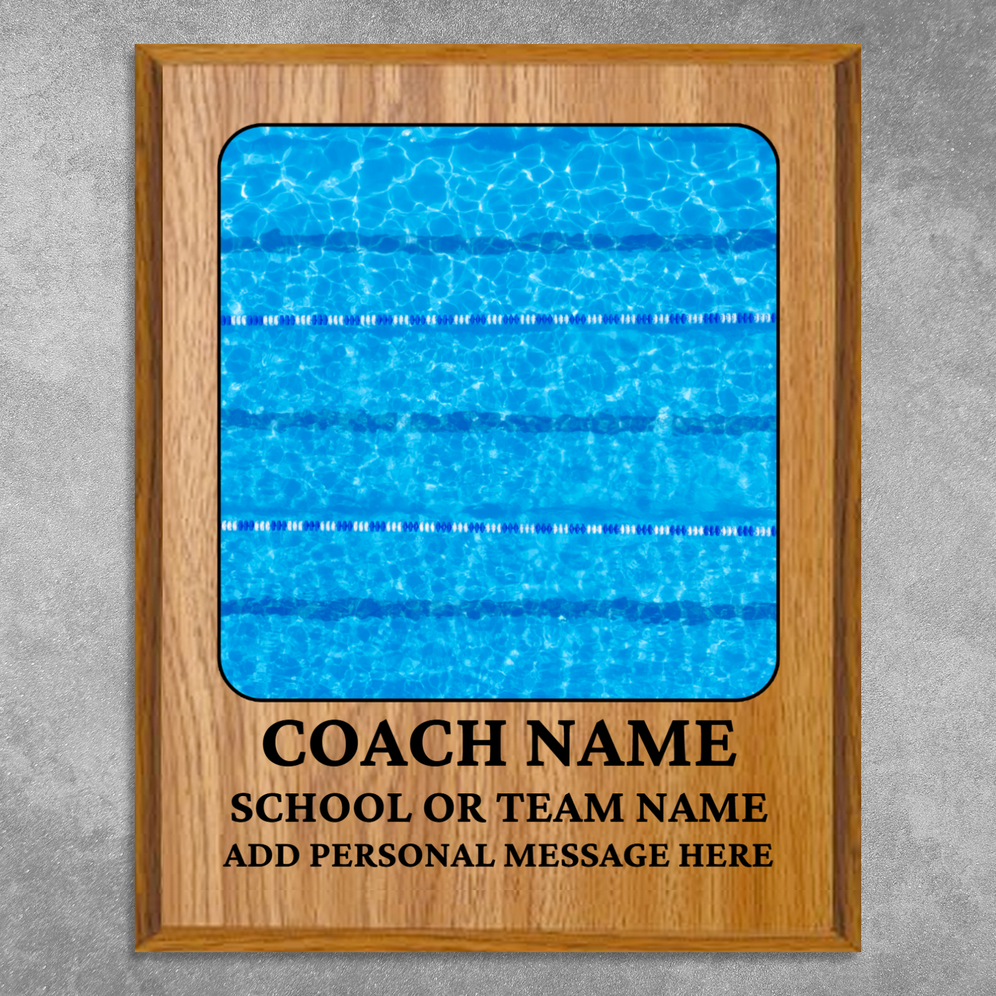 Personalized UV Printed Luxury Award Swim Team 10.5" x 13"