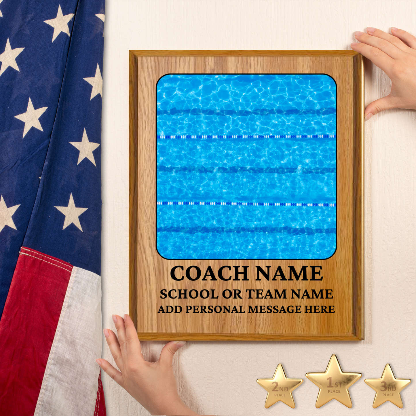 Personalized UV Printed Luxury Award Swim Team 10.5" x 13"