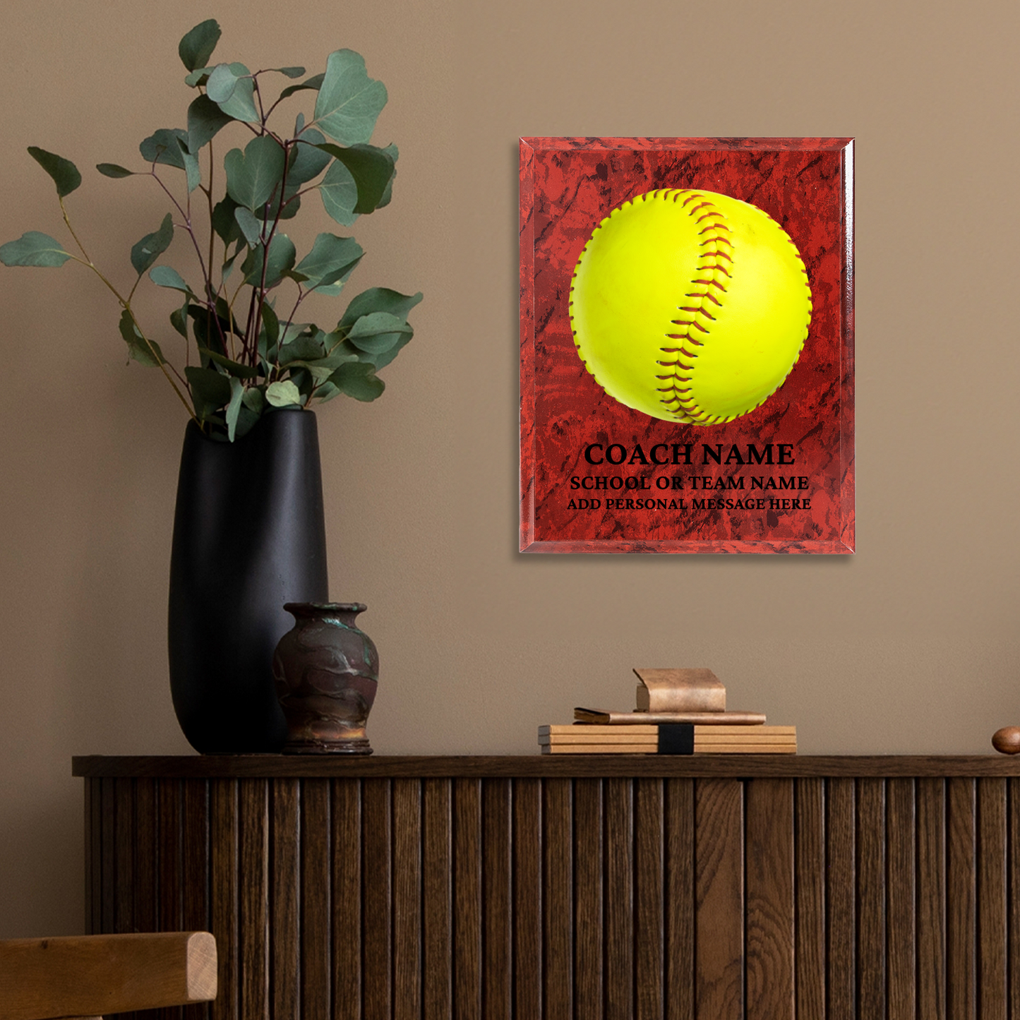 Personalized UV Printed Luxury Award Softball 10.5" x 13"