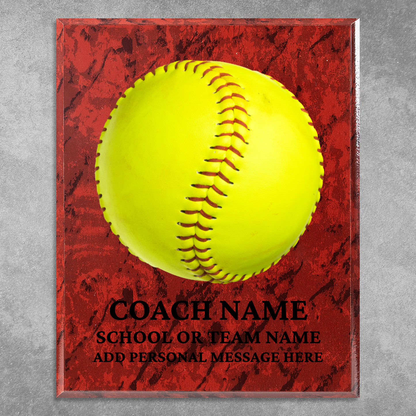 Personalized UV Printed Luxury Award Softball 10.5" x 13"