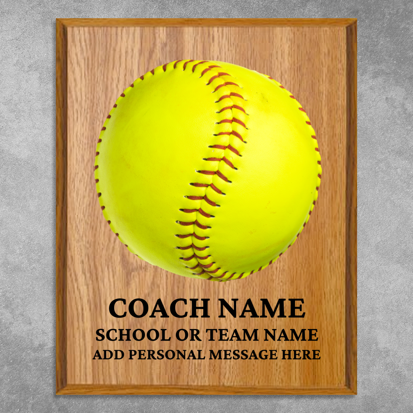 Personalized UV Printed Luxury Award Softball 10.5" x 13"