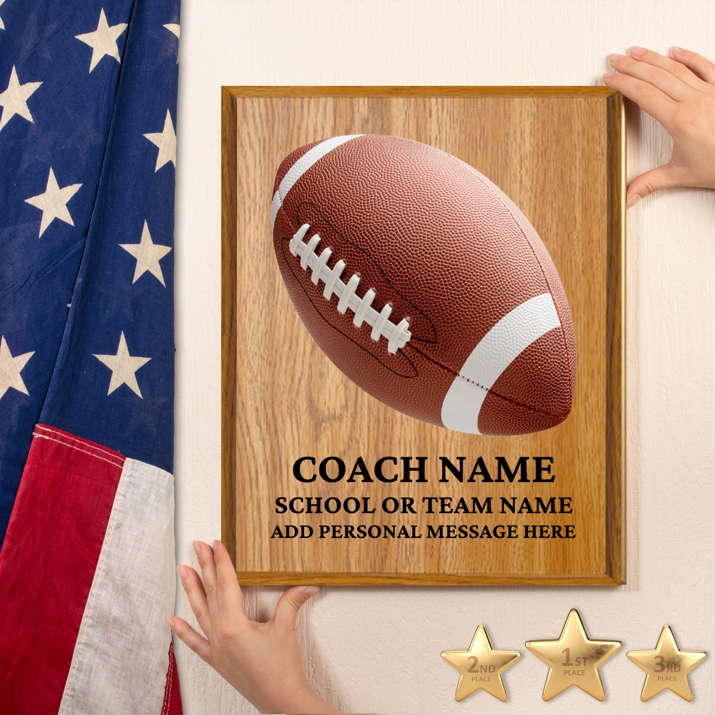 Personalized UV Printed Luxury Award American Football 10.5" x 13"