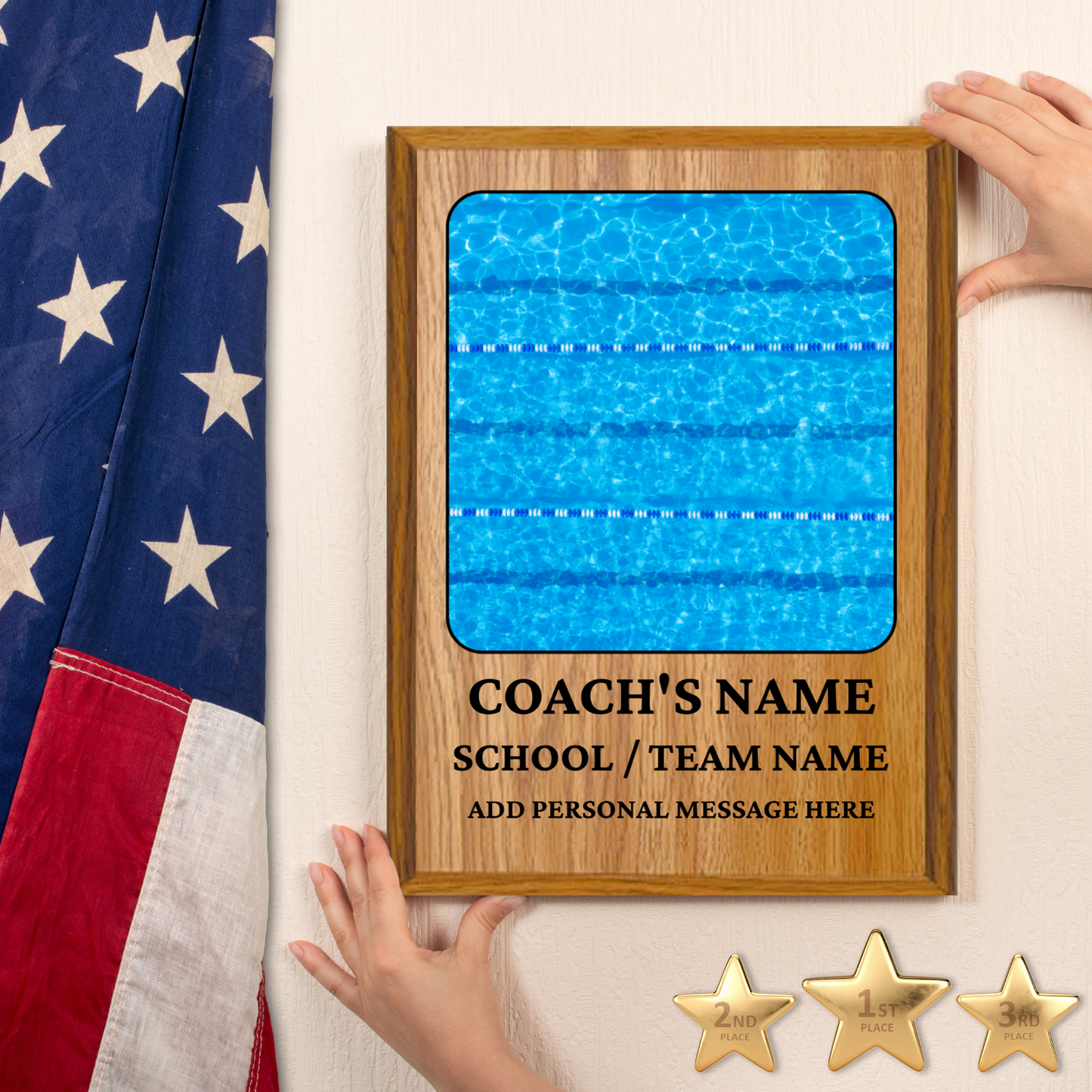 Personalized UV Printed Luxury Award Swim Team 9" x 12"
