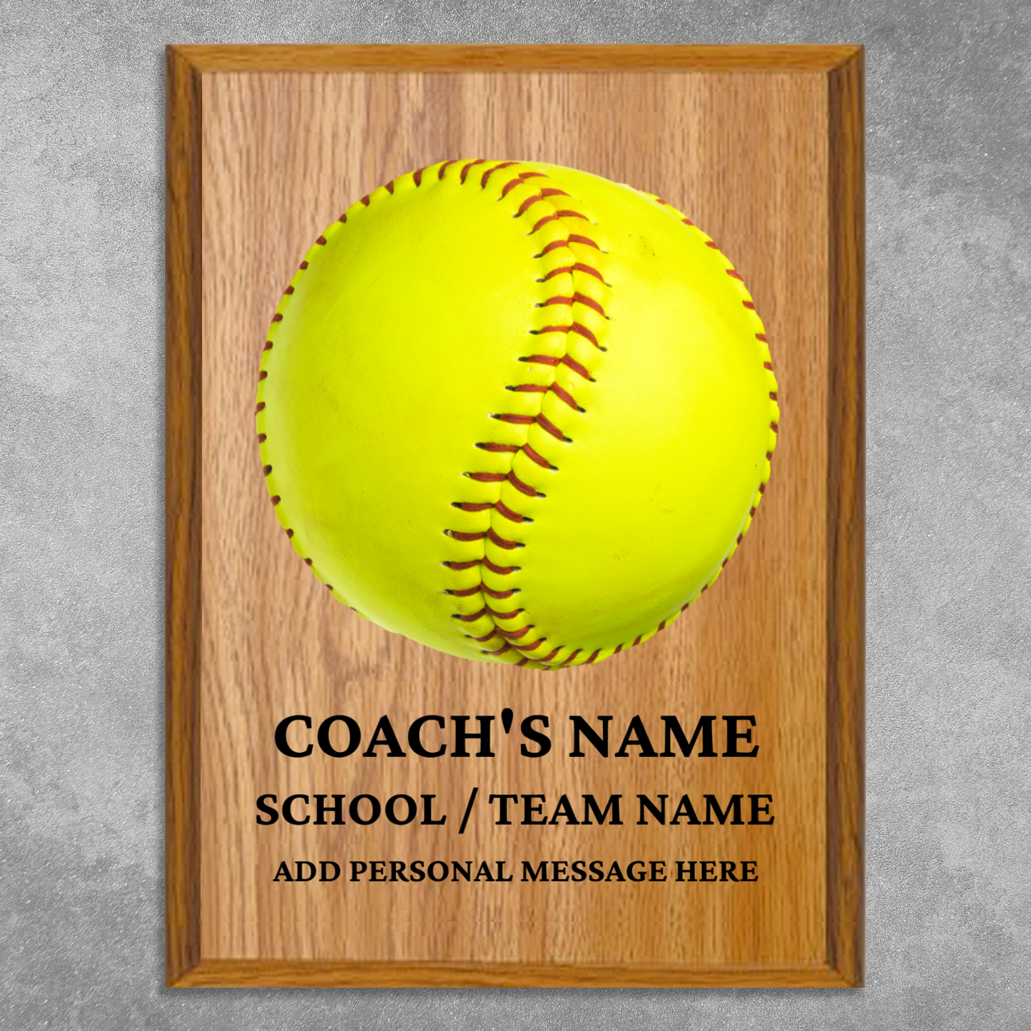 Personalized UV Printed Luxury Award Softball 9" x 12"