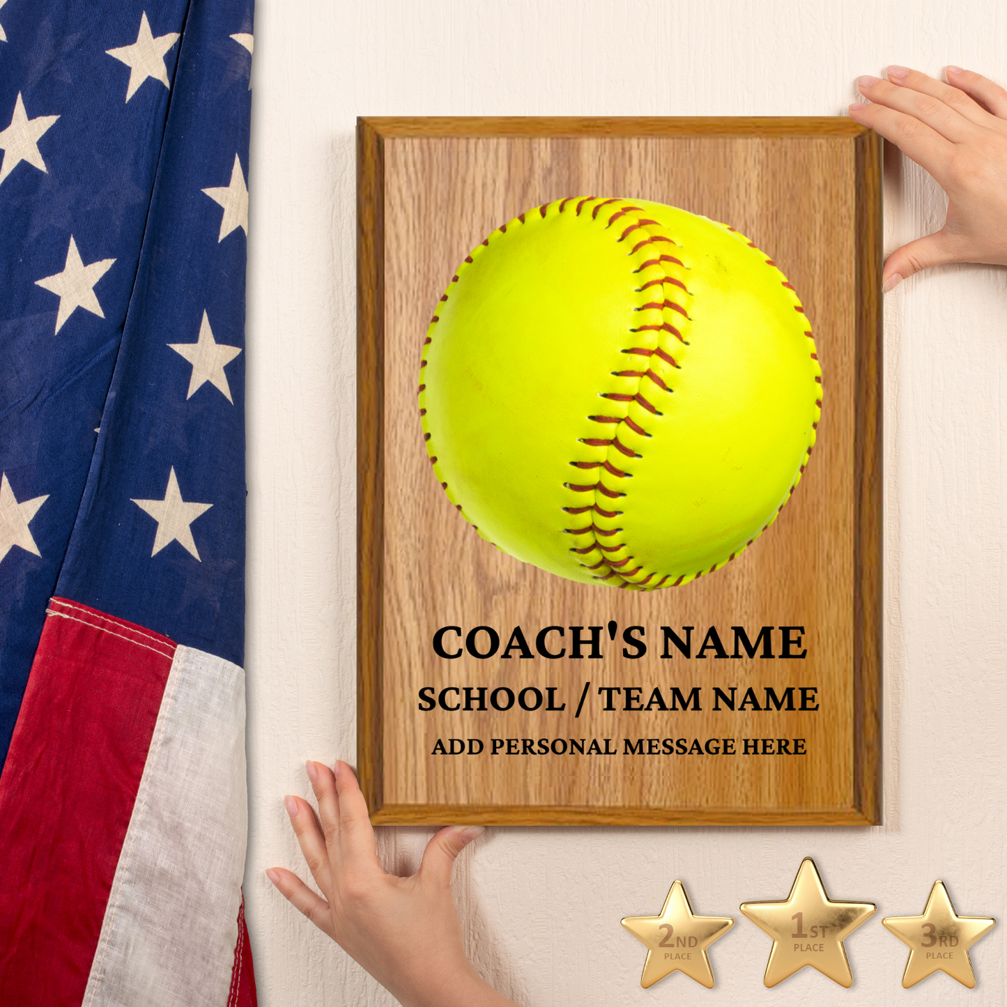 Personalized UV Printed Luxury Award Softball 9" x 12"