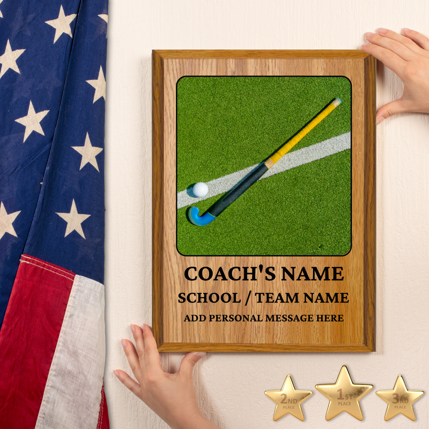 Personalized UV Printed Luxury Award Field Hockey 9" x 12"