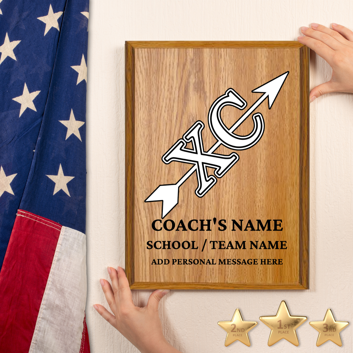 Personalized UV Printed Luxury Award XC Cross Country 9" x 12"