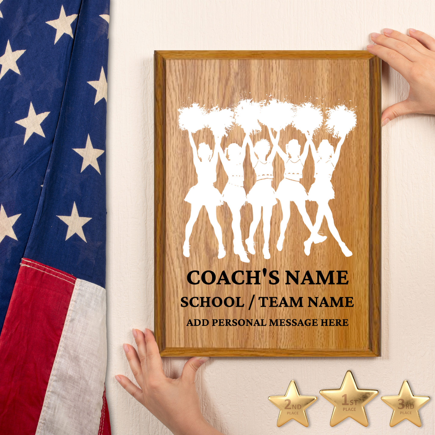 Personalized UV Printed Luxury Award Cheerleaders  9" x 12"