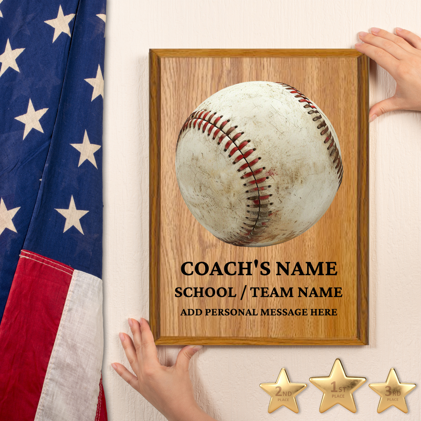 Personalized UV Printed Luxury Award Baseball  9" x 12"