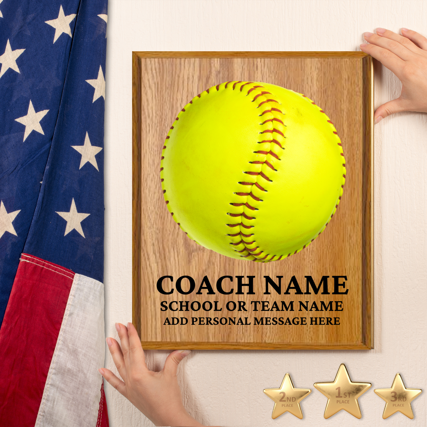 Personalized UV Printed Luxury Award Softball  12" x 15"