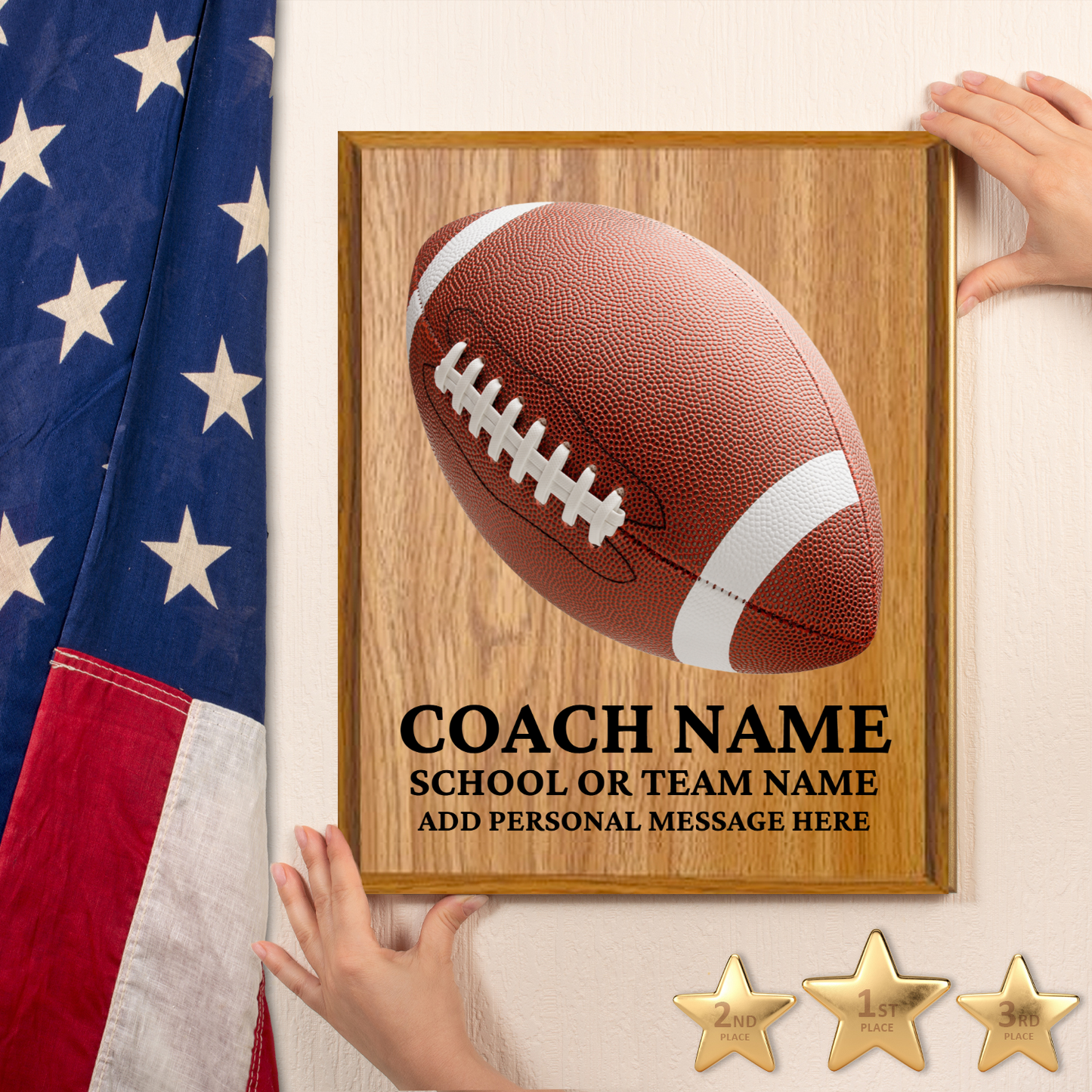 Personalized UV Printed Luxury Award American Football 12" x 15"