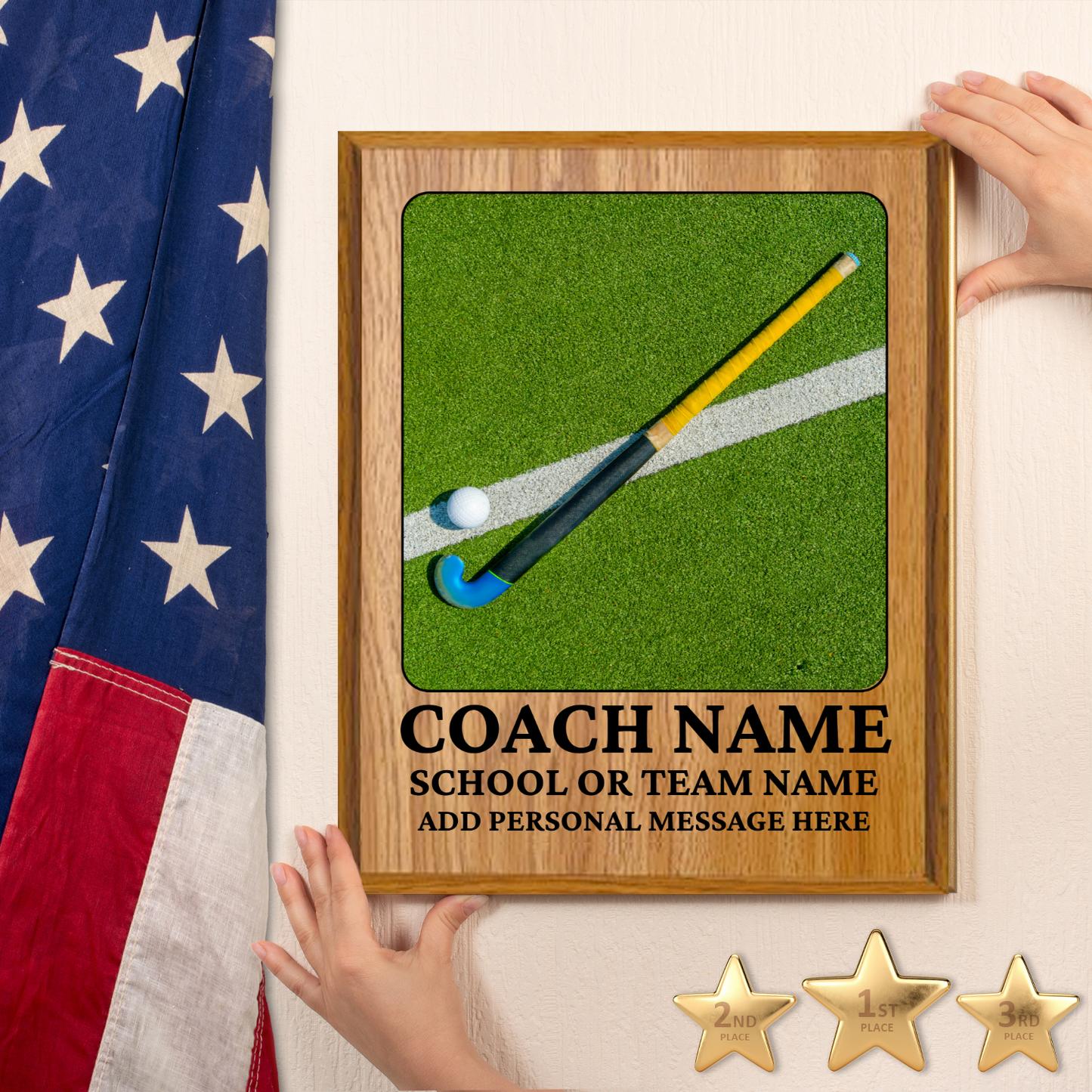 Personalized UV Printed Luxury Award Field Hockey 12" x 15"