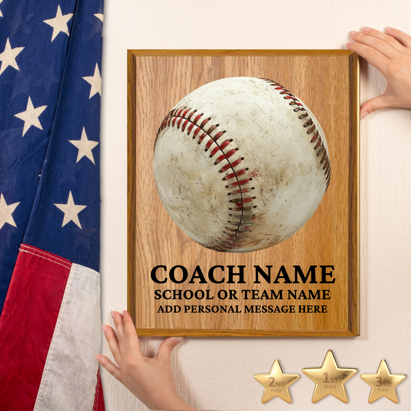 Personalized UV Printed Luxury Award Baseball 12" x 15"