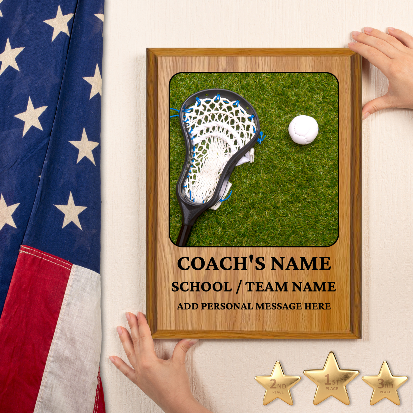 Personalized UV Printed Luxury Award Lacrosse  9" x 12"