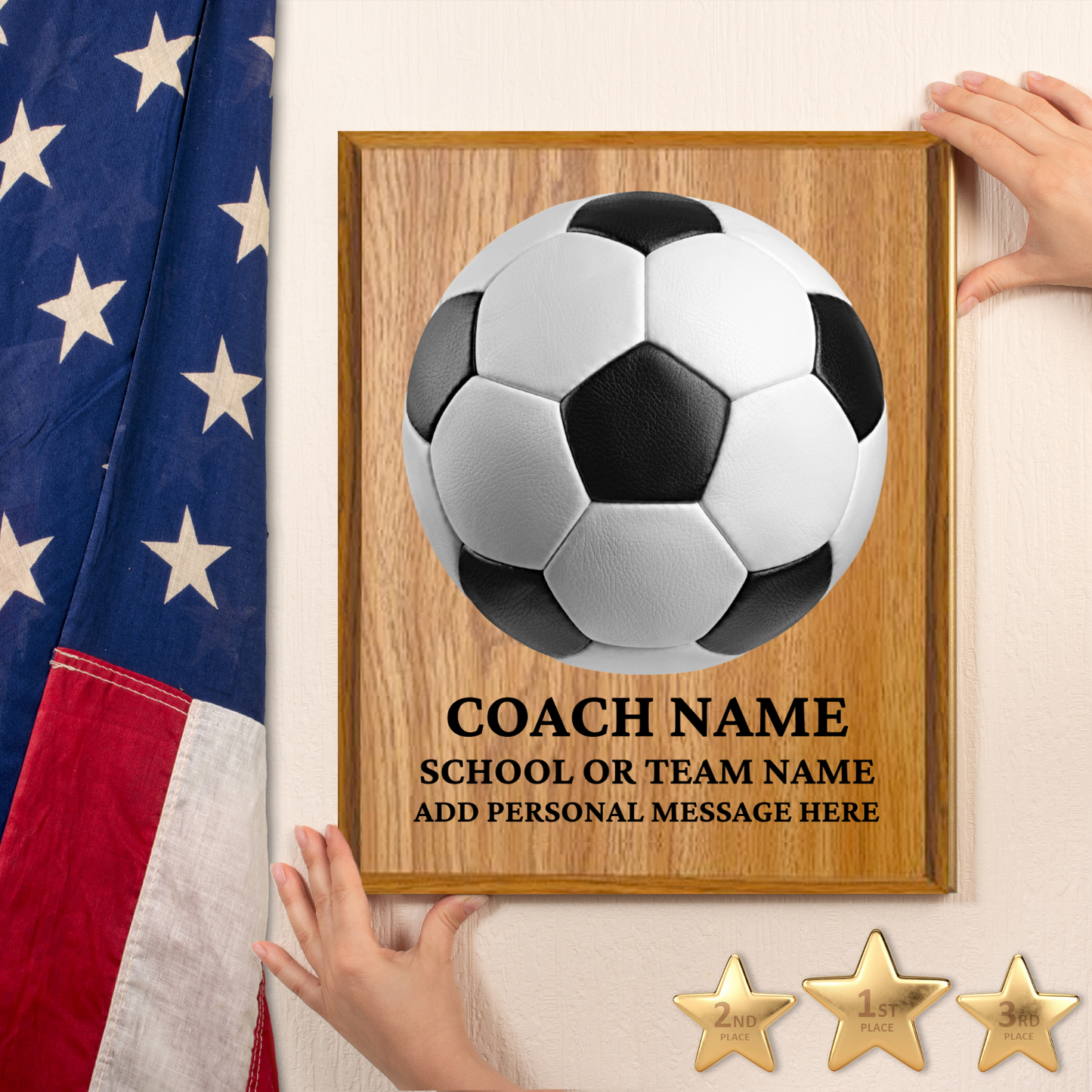 Personalized UV Printed Luxury Award Soccer 10.5" x 13"
