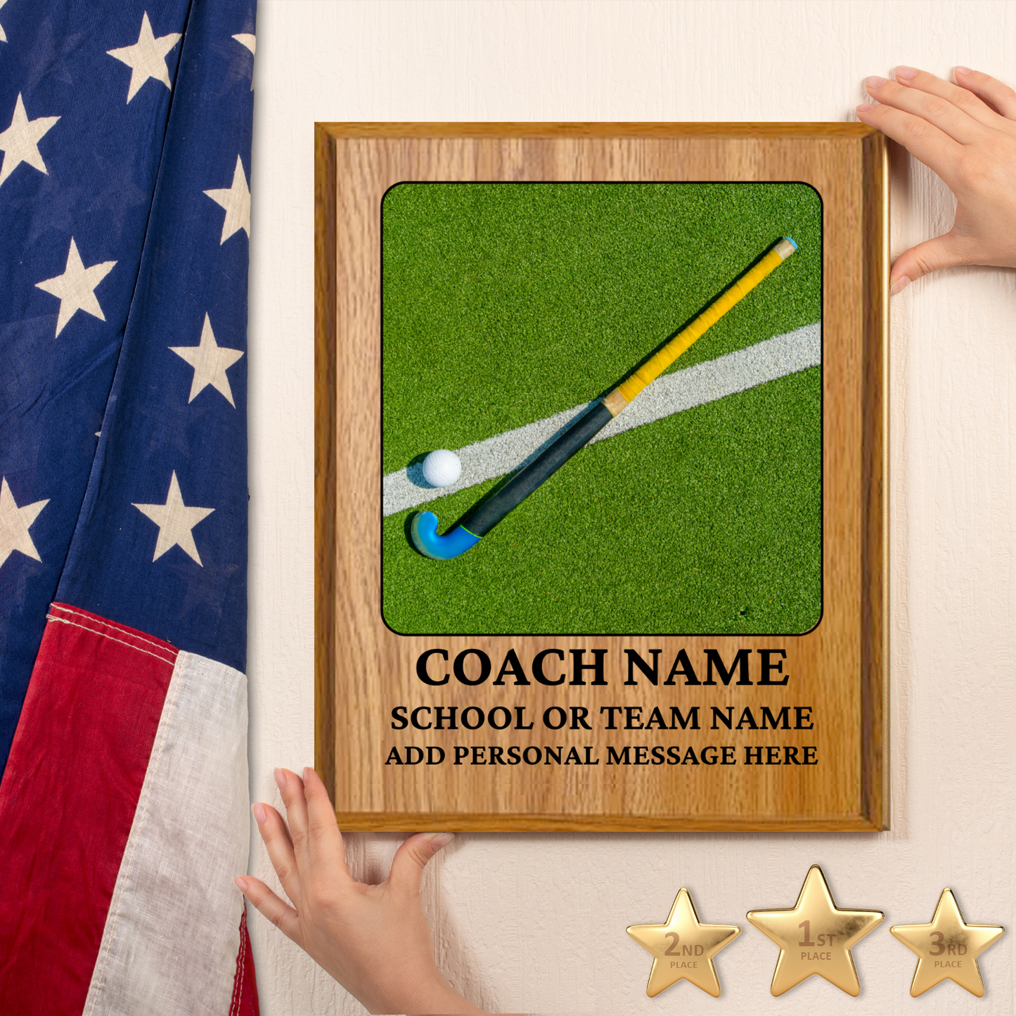 Personalized UV Printed Luxury Award American Field Hockey 10.5" x 13"