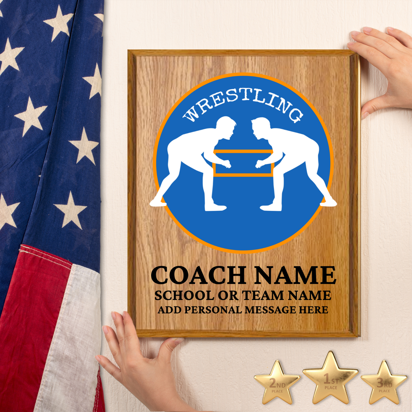 Personalized UV Printed Luxury Award Wrestling 12" x 15"