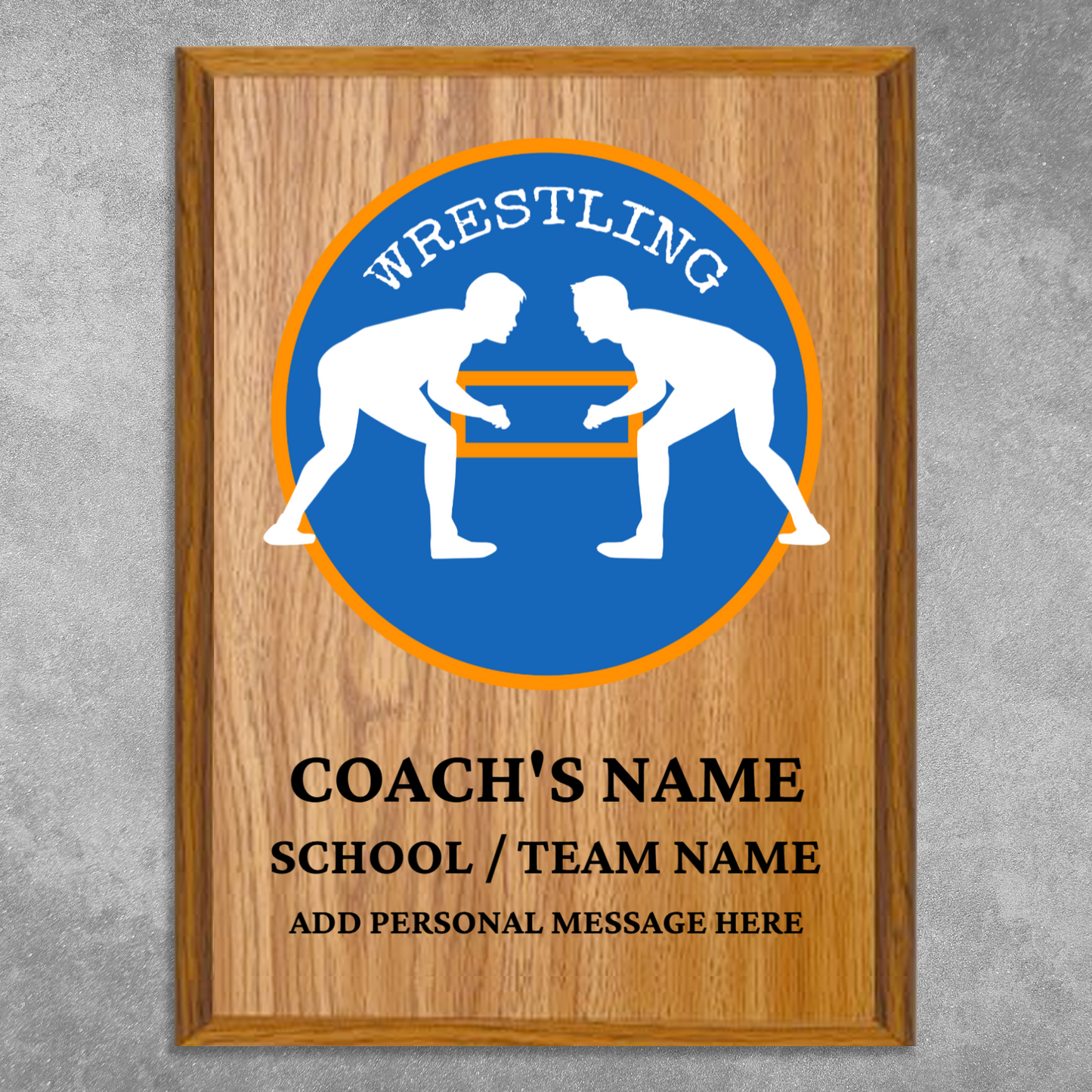 Personalized UV Printed Luxury Award Wrestling  9" x 12"