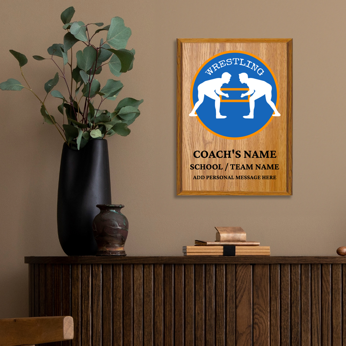 Personalized UV Printed Luxury Award Wrestling  9" x 12"