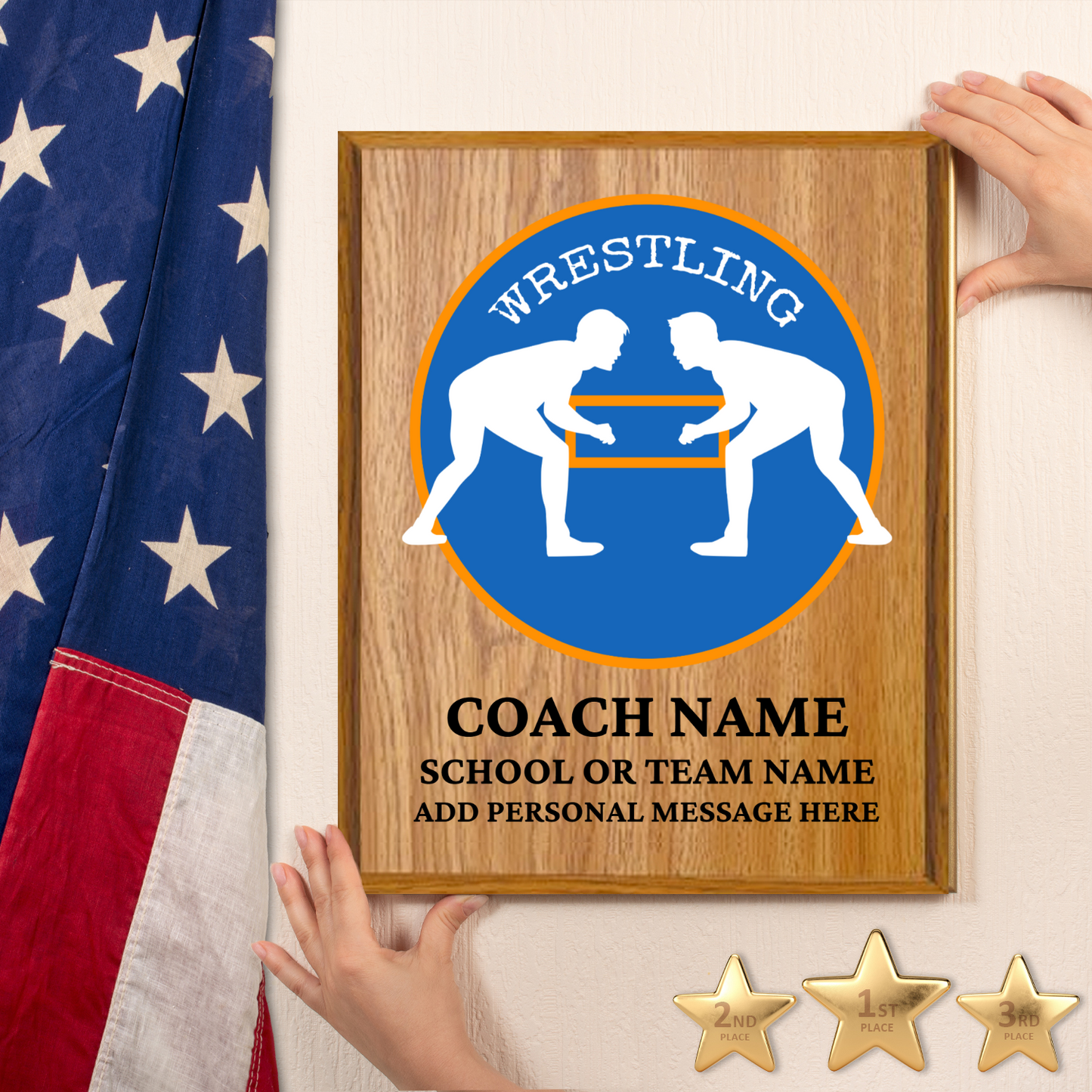 Personalized UV Printed Luxury Award Wrestling 10.5" x 13"