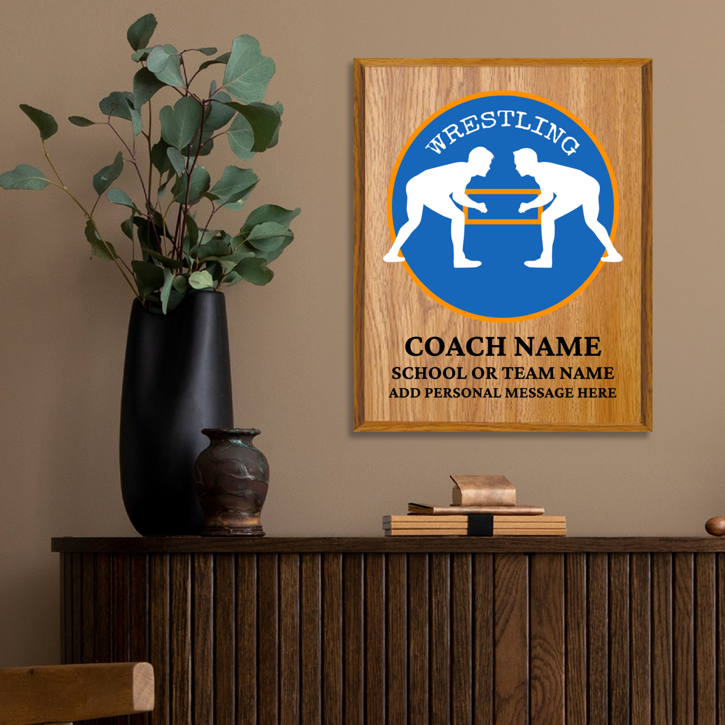Personalized UV Printed Luxury Award Wrestling 10.5" x 13"