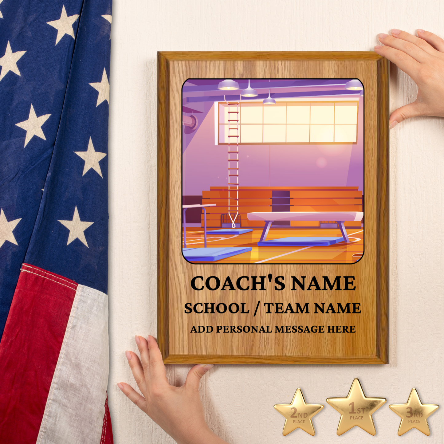Personalized UV Printed Luxury Award Gymnastics  9" x 12"