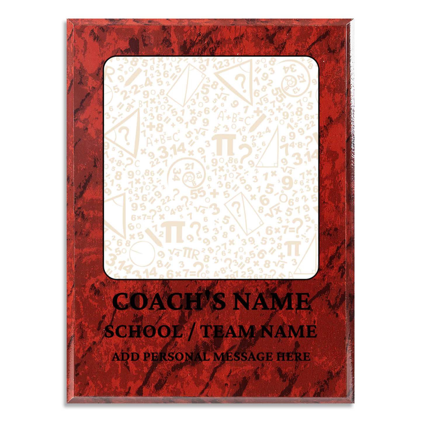 Personalized UV Printed Luxury Award Math 2  9" x 12"