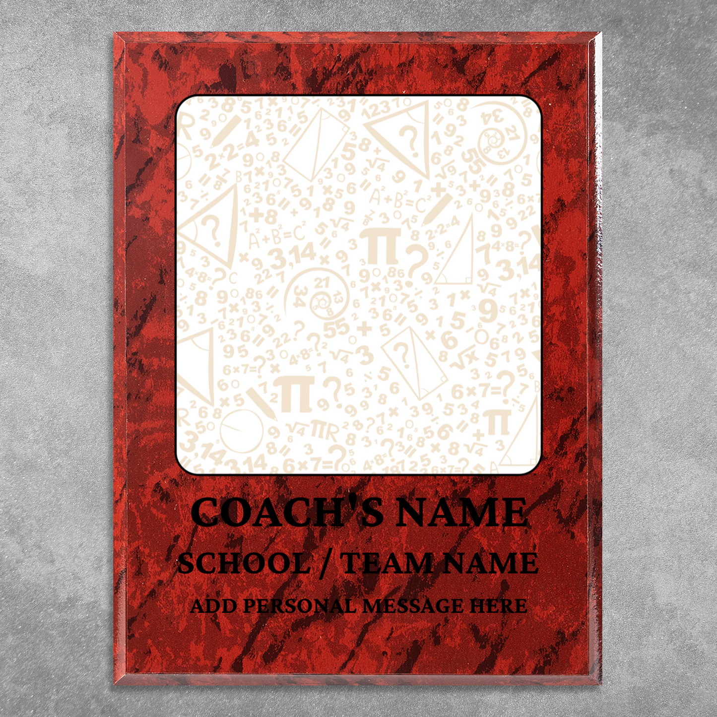 Personalized UV Printed Luxury Award Math 2  9" x 12"