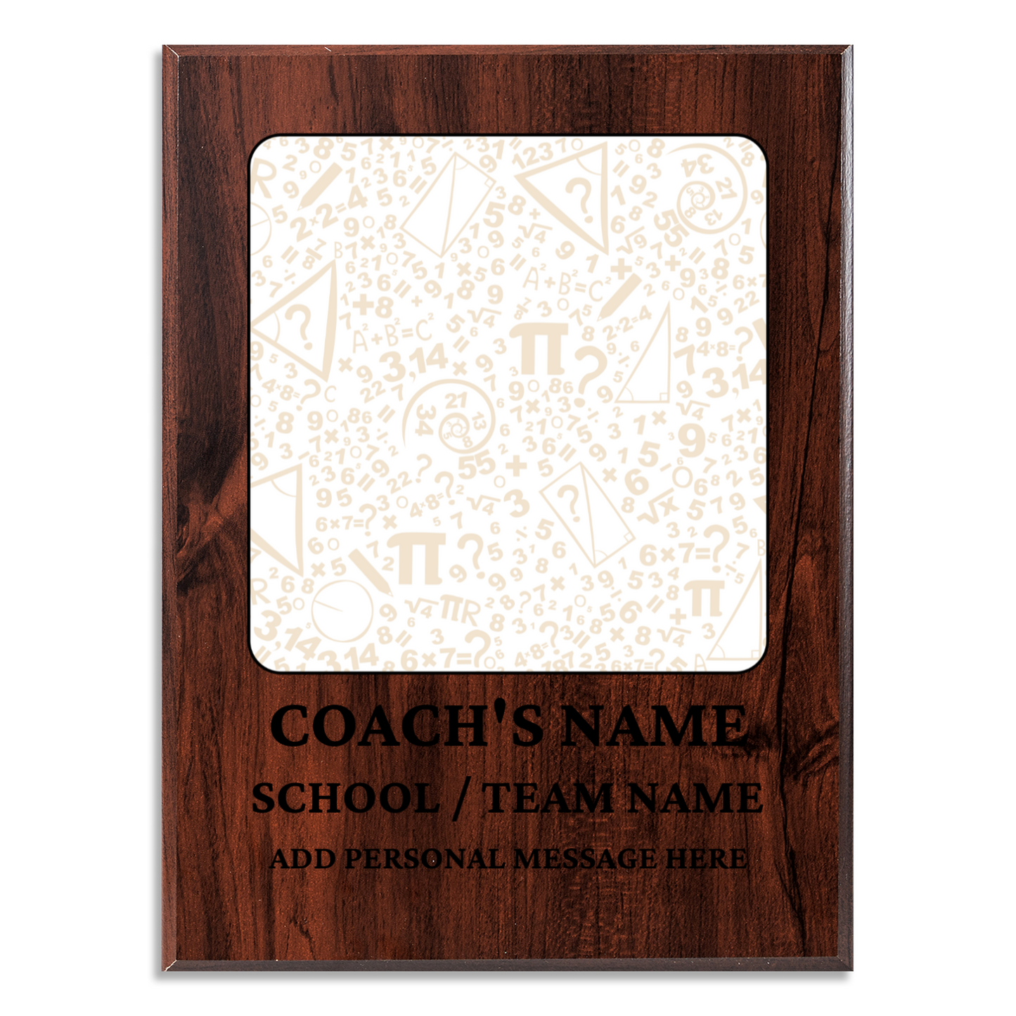 Personalized UV Printed Luxury Award Math 2  9" x 12"