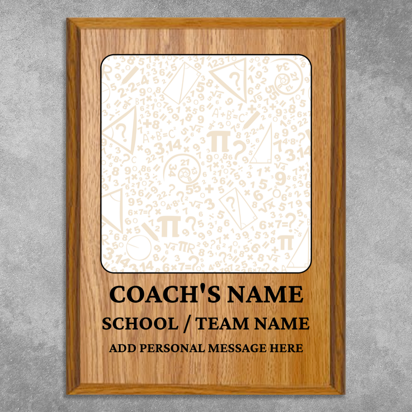 Personalized UV Printed Luxury Award Math 2  9" x 12"
